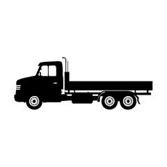 flatbed truck icon, flatbed truck silhouette vector illustration-simple silhouette illustration of flatbed truck, perfect for flatbed truck logos and icons