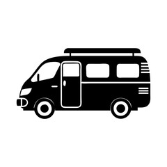 camper van icon, camper van silhouette vector illustration-simple silhouette illustration of camper van, perfect for camper van logos and icons