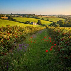 landscape with flowers