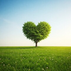 lonely tree on green grass
