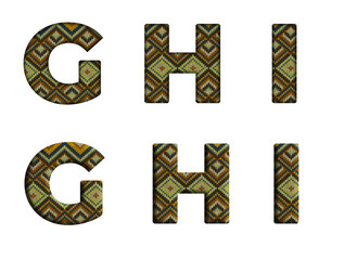 Knitted pattern Ethnic Fabric  G, H, I Alphabet letter text typography font PNG