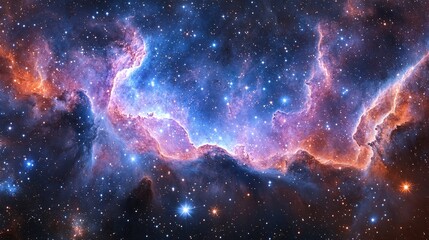 Obraz premium Stunning view of a vibrant nebula in deep space showcasing swirling colors and distant stars