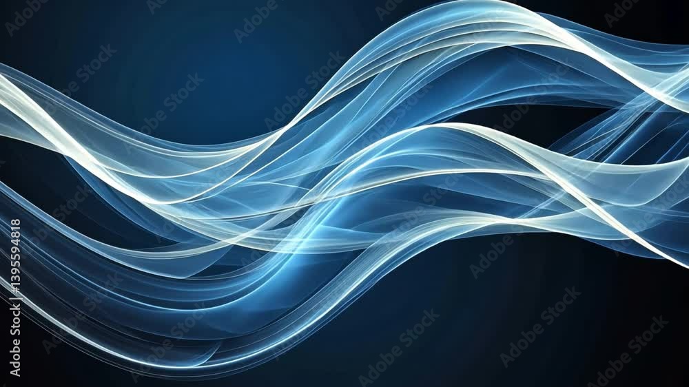 Poster abstract blue wave design flowing lines and smooth curves in motion, evoking tranquility and energy 
