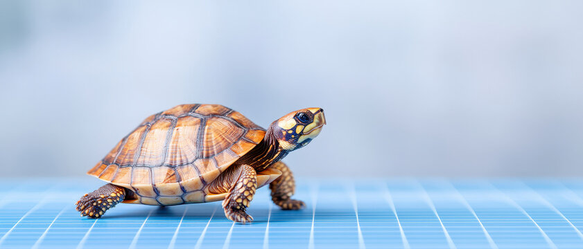 turtle moving gracefully across blue surface, showcasing its unique shell patterns