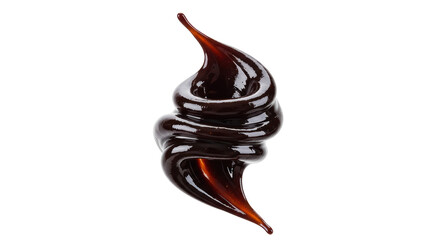 Isolated Ascending Spiral of Glossy Dark Chocolate Sauce