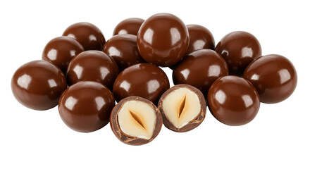 Isolated Pile of Chocolate Covered Hazelnuts