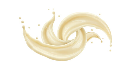 Isolated Smooth White Creamy Splash in Interlocking Swirls