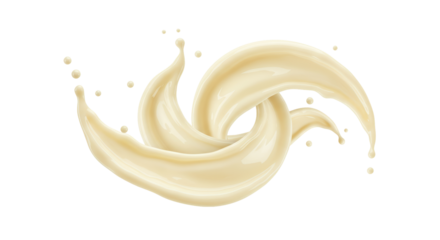 Isolated Smooth White Creamy Splash in Interlocking Swirls