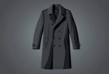 Stylish Black Trench Coat on Dark Background for Fashion Projects