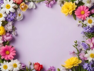 Beautiful Flower Border Frame Background with Blank Center Space for Text