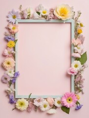 Beautiful Flower Border Frame Background with Blank Center Space for Text