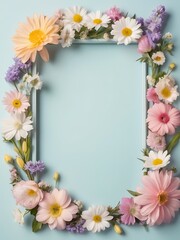 Beautiful Flower Border Frame Background with Blank Center Space for Text