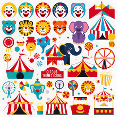 Naklejka premium Circus colored icons collection vector image