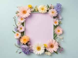 Beautiful Flower Border Frame Background with Blank Center Space for Text