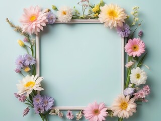 Beautiful Flower Border Frame Background with Blank Center Space for Text