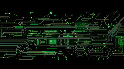 Abstract Digital Design With Green Lines On Black Background