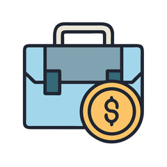 Briefcase with Dollar Coin Icon Design