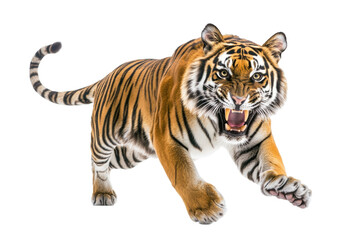Obraz premium Furious Tiger Pounce on transparent background