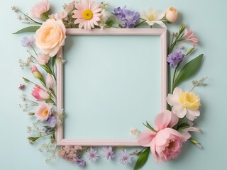 Beautiful Flower Border Frame Background with Blank Center Space for Text