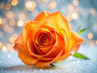 Closeup Orange Rose Flower, Isolated White Background, Bokeh, Clipping Path, Nature Design Element