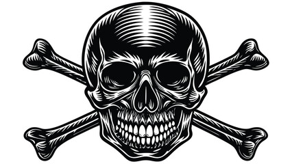 Detailed Illustration of Skull and Crossbones for Warning or Pirate-Themed Designs