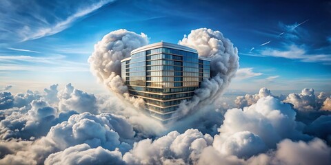 Cloud Heart Shaped Building, Modern Architecture, Fantasy Cityscape
