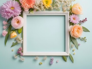Beautiful Flower Border Frame Background with Blank Center Space for Text