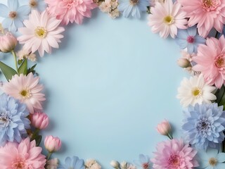 Fototapeta premium Beautiful Flower Border Frame Background with Blank Center Space for Text