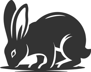Vector silhouette of a rabbit animal black