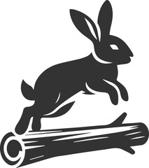 Vector silhouette of a rabbit animal black