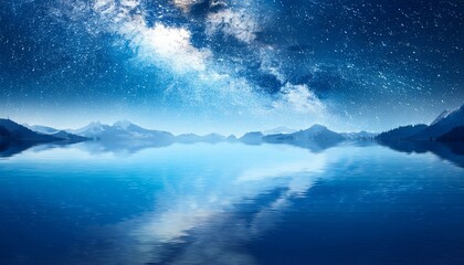 Fototapeta premium 星空と雪山が映る神秘的な青い湖3