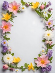 Beautiful Flower Border Frame Background with Blank Center Space for Text