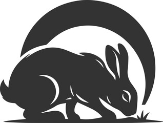 Vector silhouette of a rabbit animal black