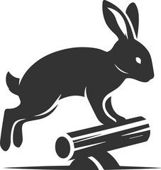 Vector silhouette of a rabbit animal black