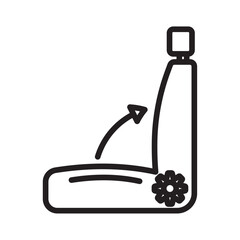 Car seat adjustment icon outline collection in black and on white background