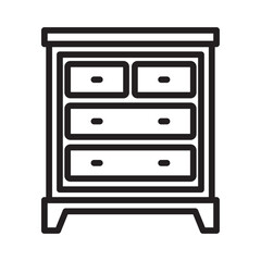 Chest of drawers icon outline collection in black and on white background