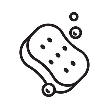 recommend clip art: Cleaning sponge icon outline collection in black and on white background