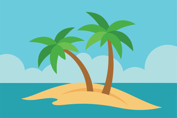 tropical island with palm trees