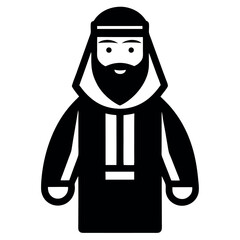 A set of six black and white silhouette icons depicting men wearing traditional Middle Eastern garments.