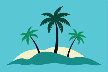 tropical island with palm trees