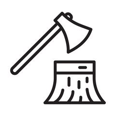 Deforestation icon outline collection in black and on white background