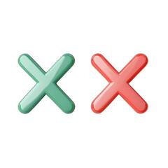 Fototapeta premium Two crosses one green and one red against a dark colored backdrop on transparent background