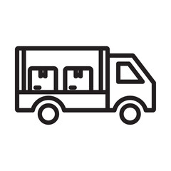 delivery truck icon outline collection in black and on white background