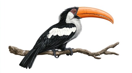 Obraz premium Toucan perched branch rainforest illustration wildlife