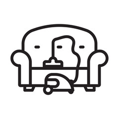 Furniture dry cleaning icon outline collection in black and on white background