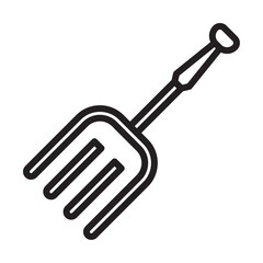 Garden fork icon outline collection in black and on white background