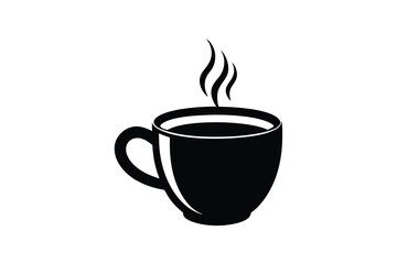 Silhouette art design of a classic coffee mug with steam.eps