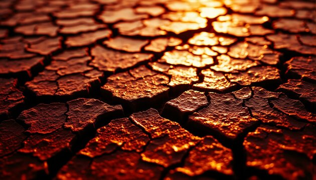 Ancient, crimson-tinged terra rossa mudflat crusts with intricate, hexagonal polygons, worn smooth by wind erosion.
