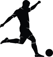 Soccer Player Kicking Ball Silhouette in Dynamic Action Pose