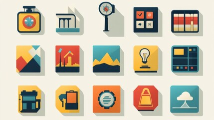 Flat design economic icon set themed around liberation and tariffs